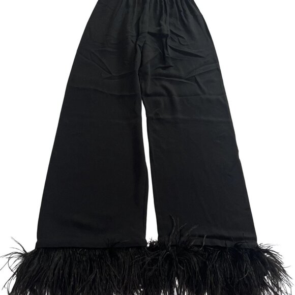 Sleeper Party Pajama pants with Double Feathers in Black boa - Picture 5 of 9